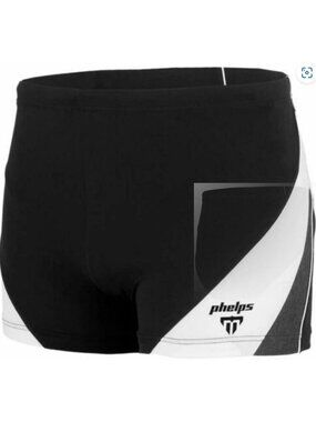 Michael Phelps Arkos Training Boxer Swimsuit Trunk 28 Black NWT